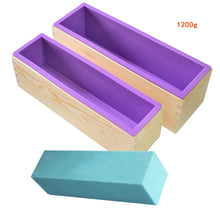 Load image into Gallery viewer, 1200g/900g Rectangle Silicone Soap Making Mold Wooden Box Handmade Craft Soap Mould Toast Cake Loaf Mold Baking Kitchen Tools
