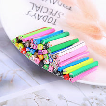 Load image into Gallery viewer, 50Pcs Nail Art Decorations Fruit Flower Animal Cake Clay Sticks Polymer Clay Slice for Slime Accessories DIY Craft 5*50mm
