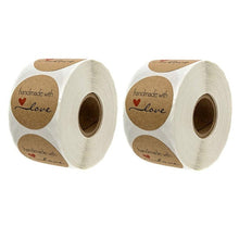Load image into Gallery viewer, 500/1000pcs 1.5Inch DIY Hand Made Handmade With Love Label Wedding Stickers Adhesive Sticker Kraft Round Labels Wholesale price
