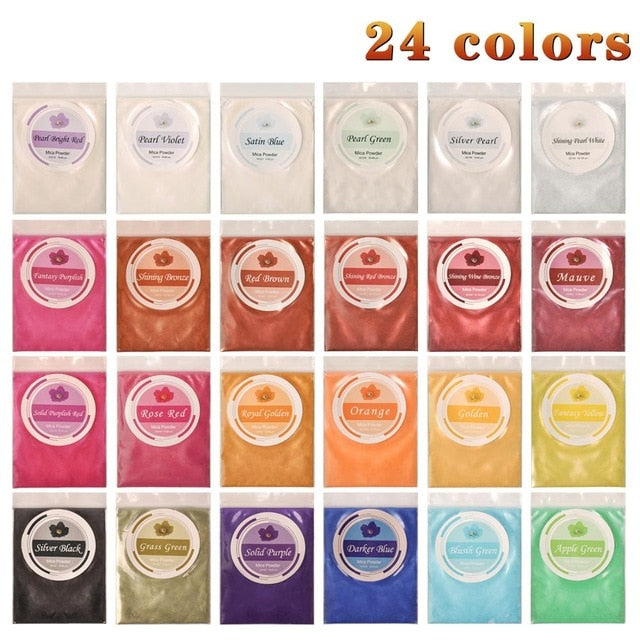 SEISSSO 50 Colors Mica Powder Pigment Pure Pearl Epoxy Resin For Lip Gloss Blush Nail Art Resin Soap Making Craft