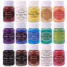 Load image into Gallery viewer, DEWEL 15 Colors Epoxy Resin Pigment Mica Powder Soap Making Pearlescent Powder Eyeshadow Pigment for Nail Art , Dyes ,Lipgloss
