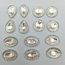 Load image into Gallery viewer, 100pcs  ova/round/Water drop  transparency Flat back Rhinestone Round Cabochon Embellishment Scrapbooking DIY Crafts
