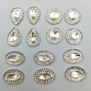 100pcs  ova/round/Water drop  transparency Flat back Rhinestone Round Cabochon Embellishment Scrapbooking DIY Crafts